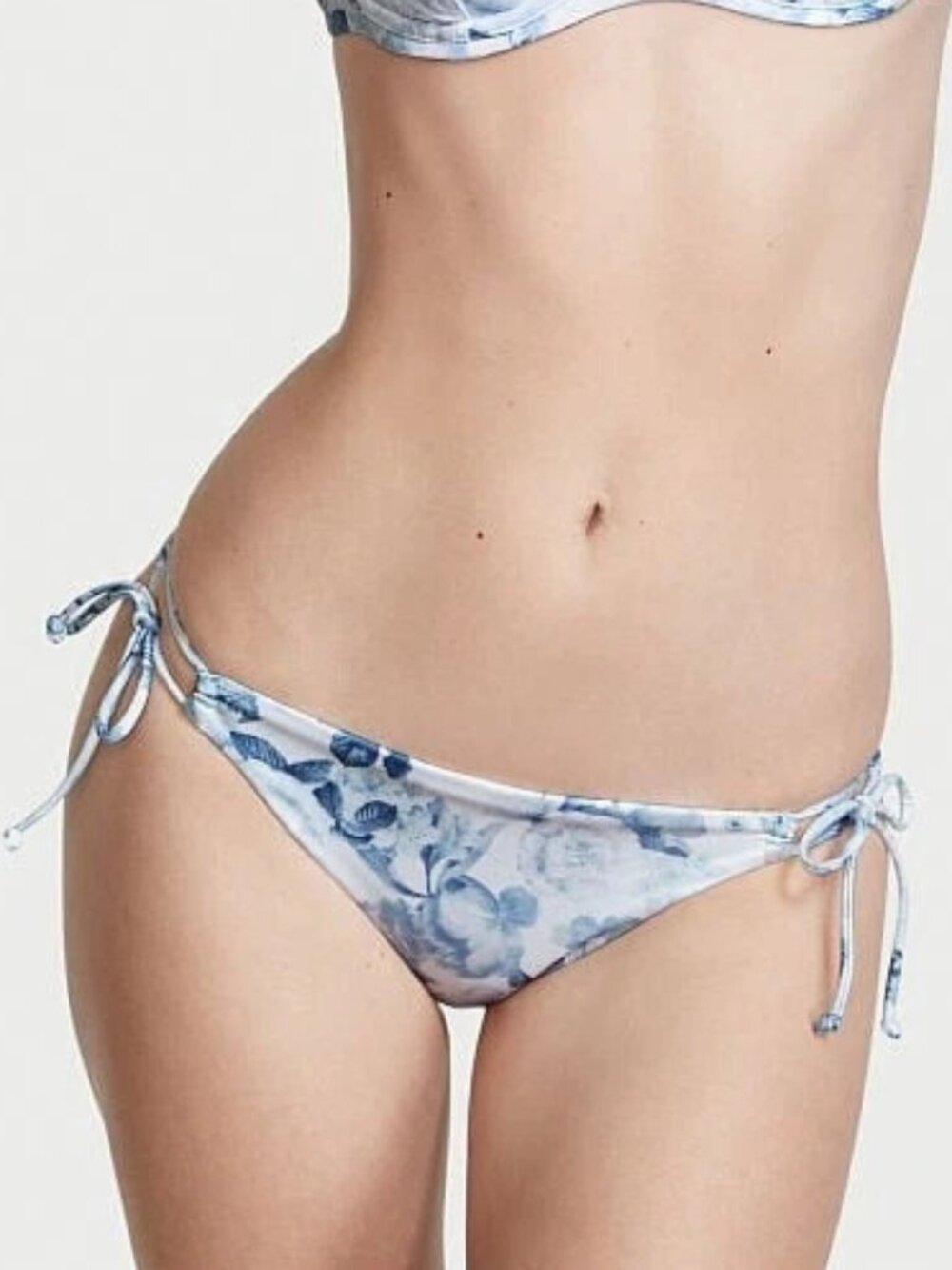 NWT Victoria's Secret Floral Bikini Bottom Blue White Rose Print